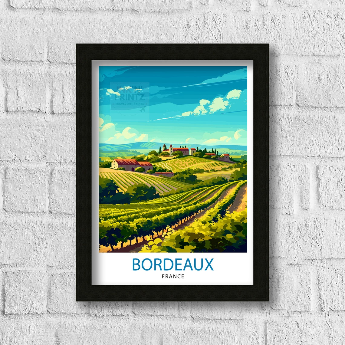 Bordeaux France Vineyard Rolling Hills Chateau Country Poster - Image 2