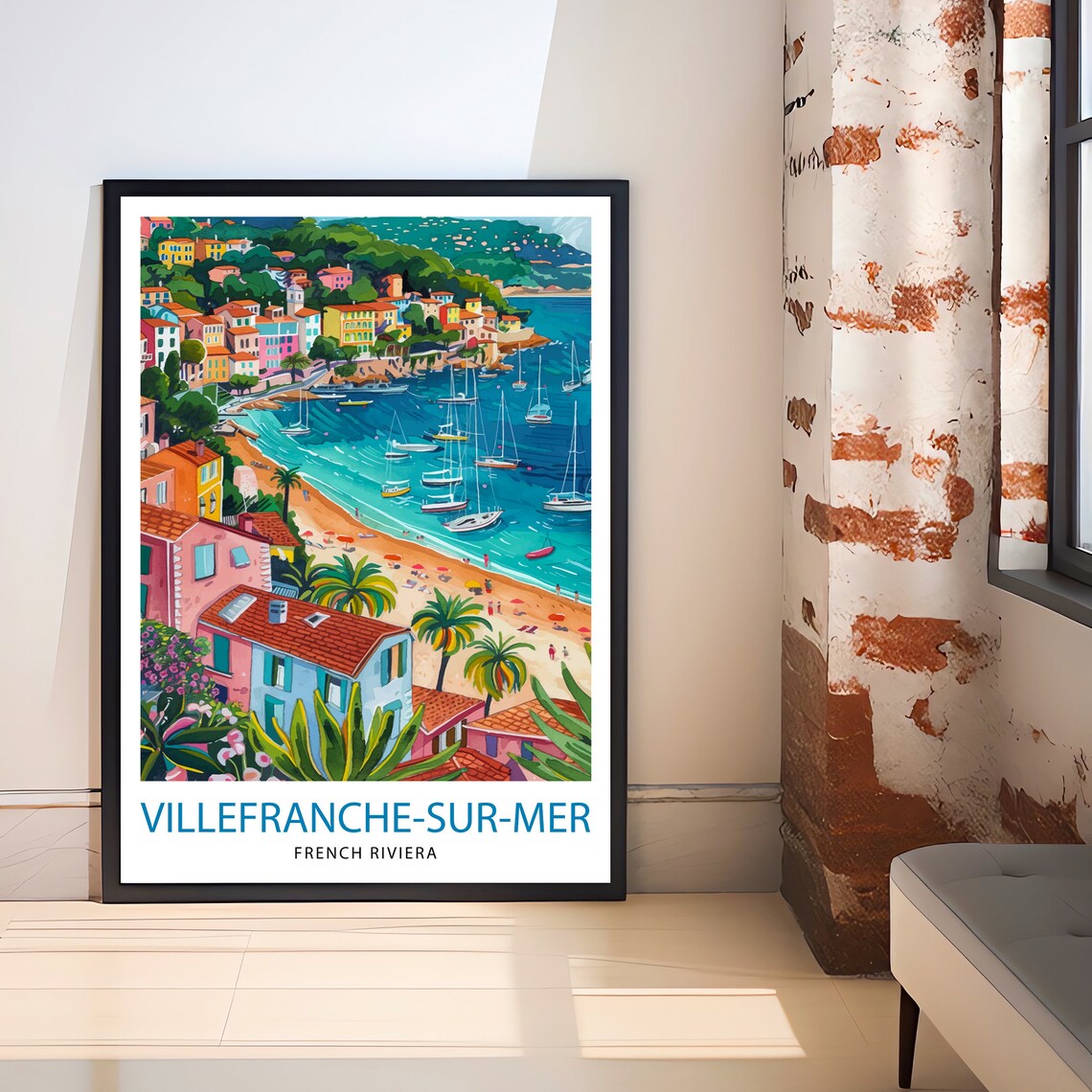 Villefranche Sur Mer French Riviera Colorful Bay Beach Travel Poster - Image 3