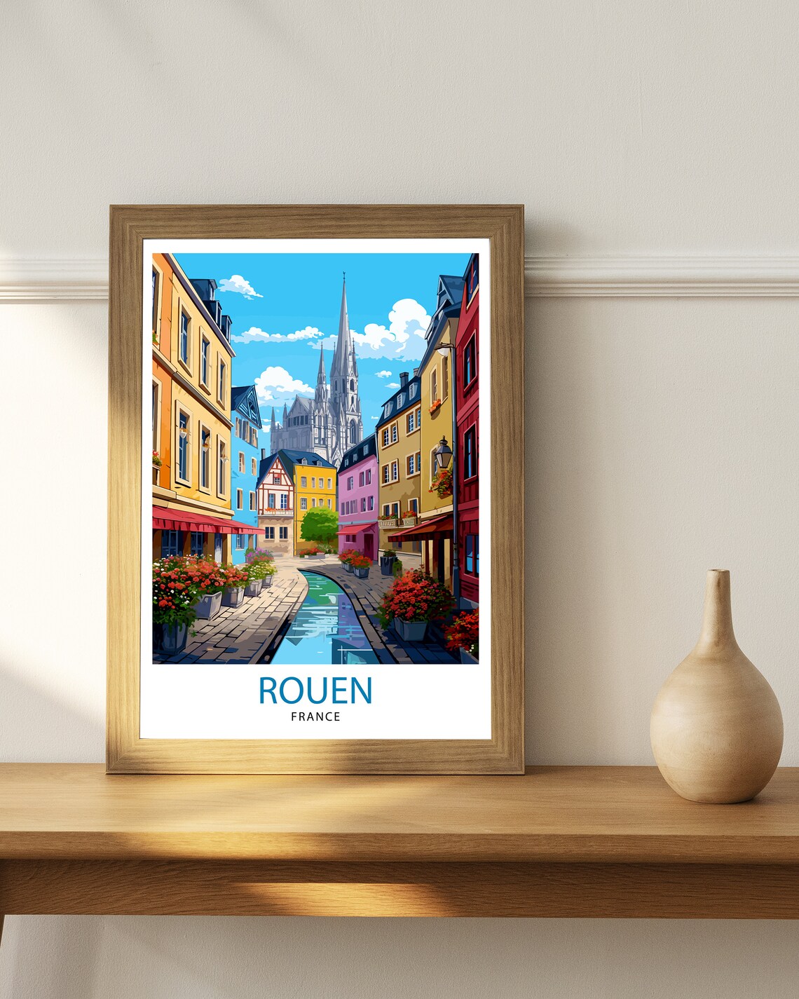 Rouen France Travel Poster, Normandy City Art Print - Image 2