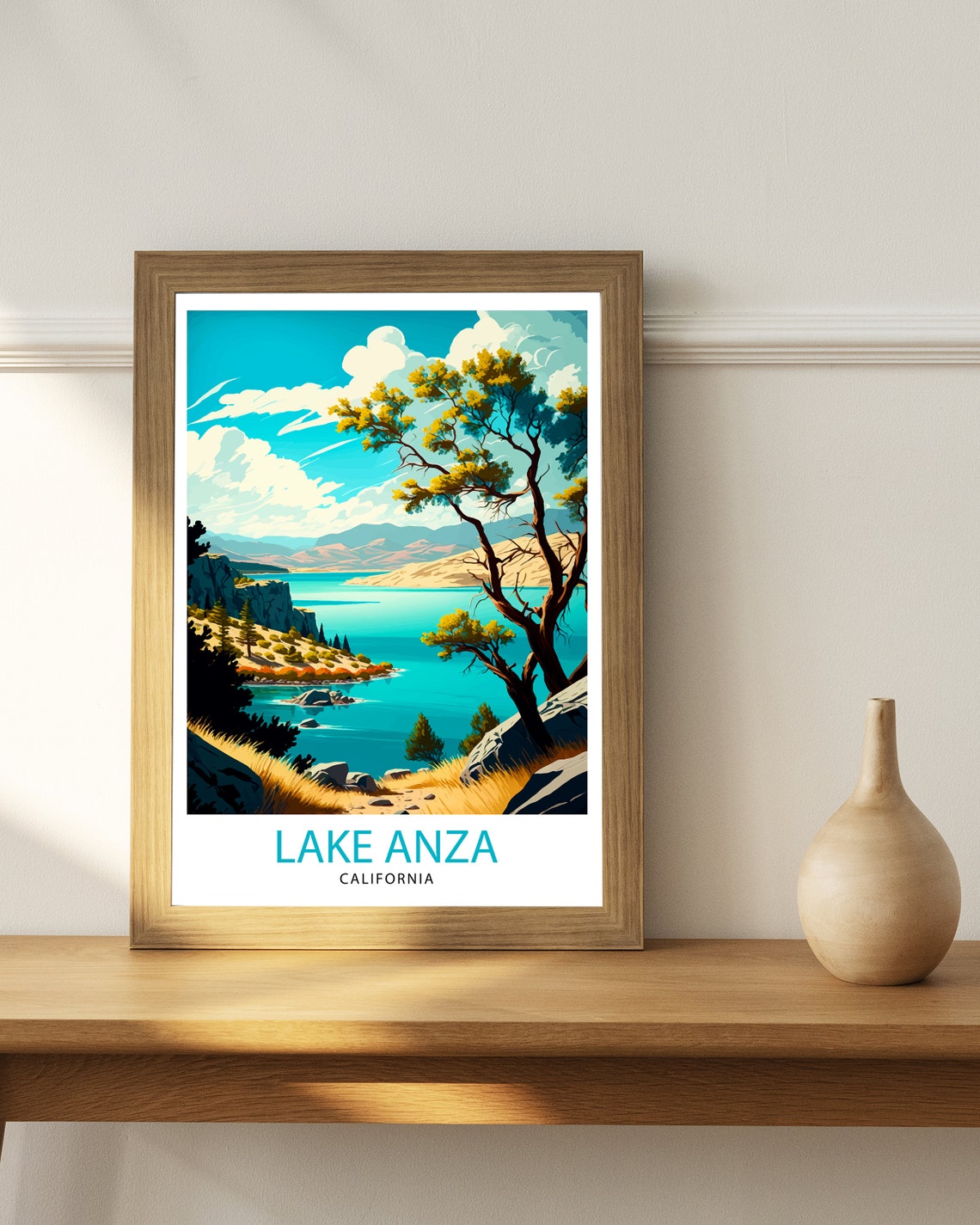 Lake Anza California Travel Print Lake Anza Wall Art California Home Decor Lake Anza Illustration Travel Poster Gift For California Lovers - Image 3