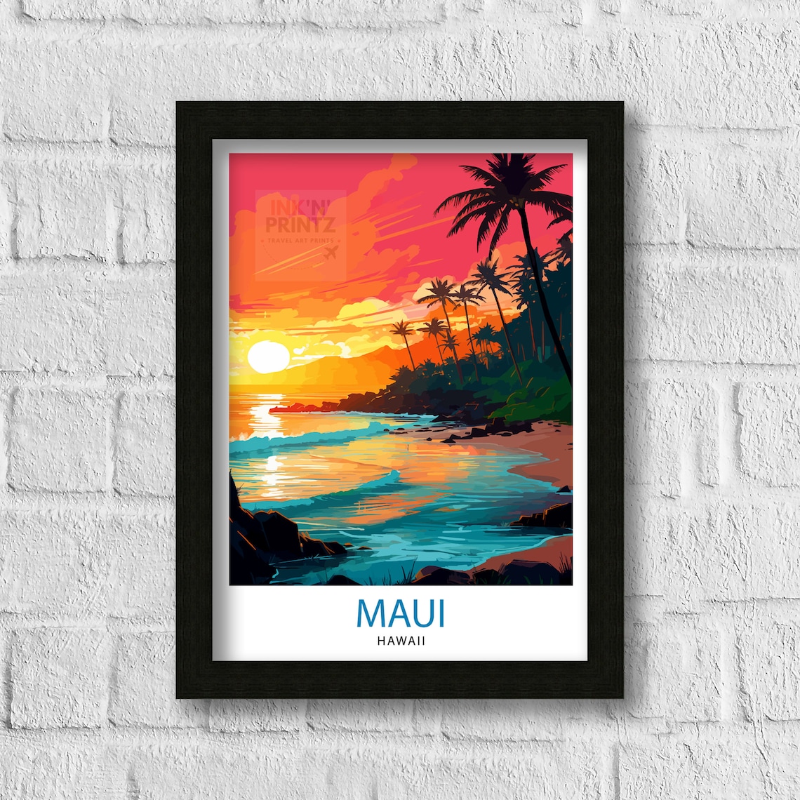Maui Hawaii Travel Poster, Tropical Island Art - Image 3