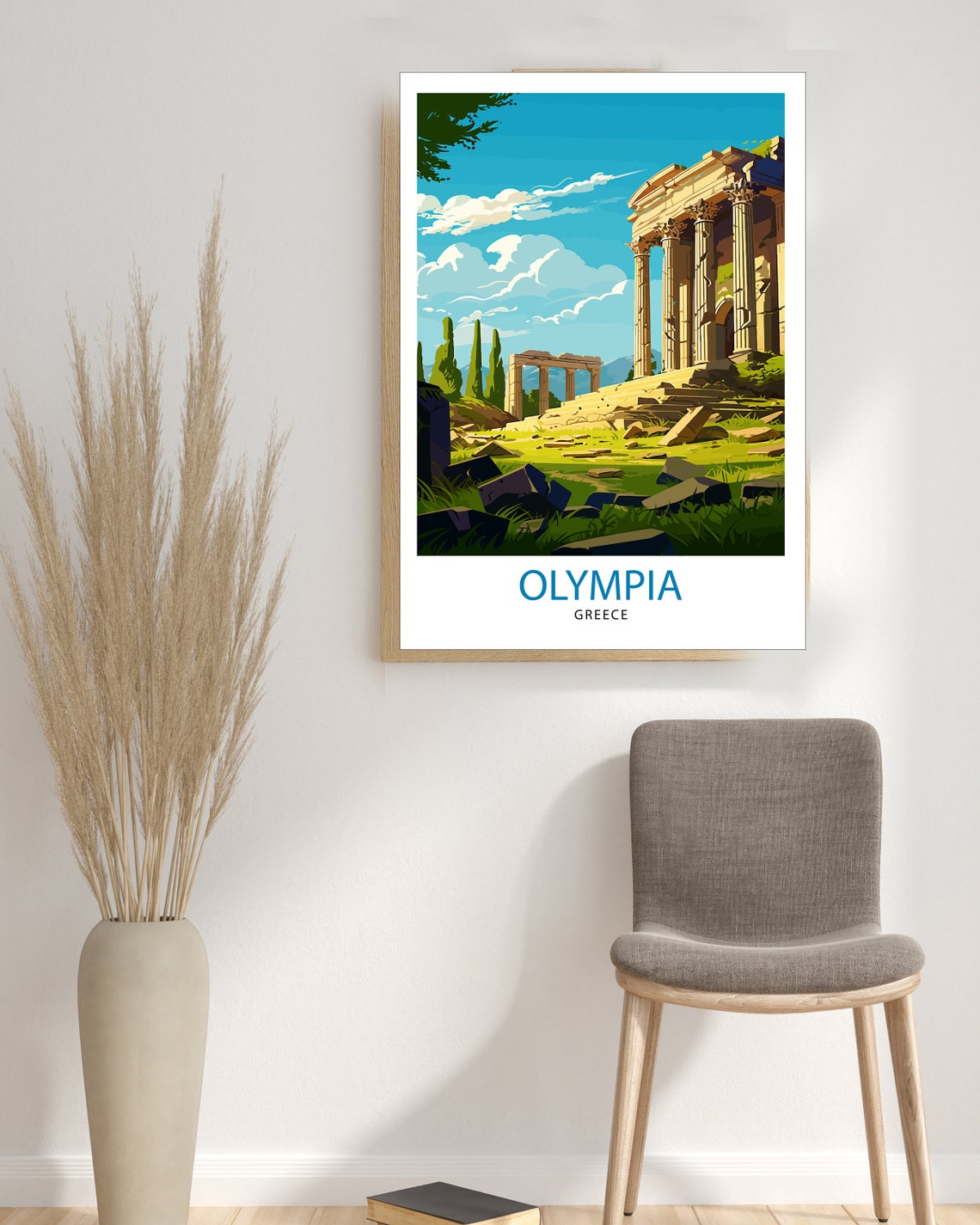 Olympia Greece Ancient Ruins Temple Sunlit Columns Travel Poster - Image 3