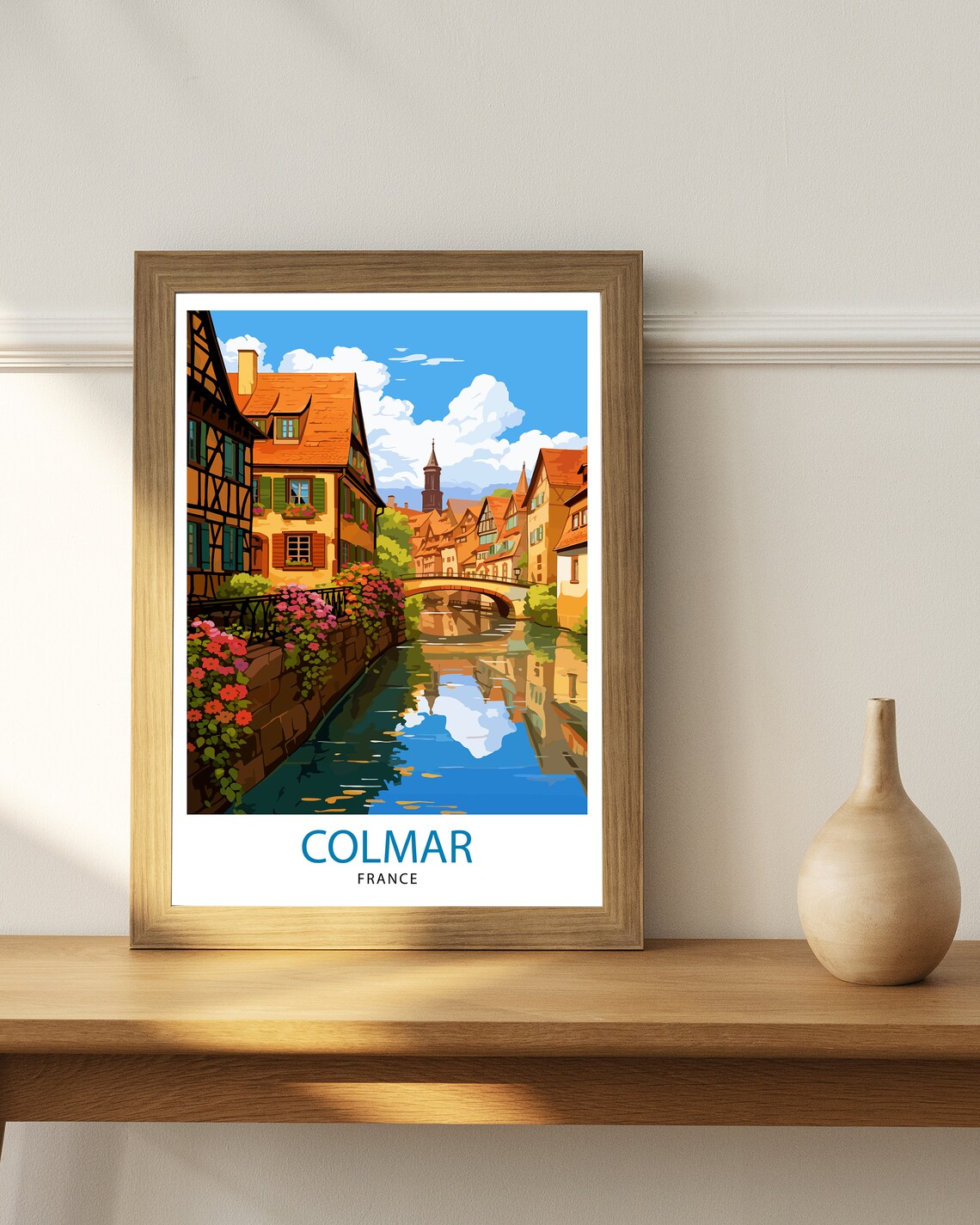 Colmar France Canal Half Timbered Houses Flower Travel Poster - Image 2
