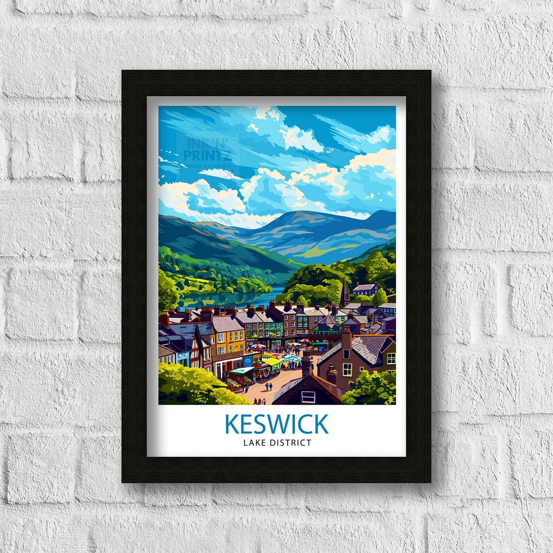 Keswick Lake District Travel Poster, Lake District - Image 3