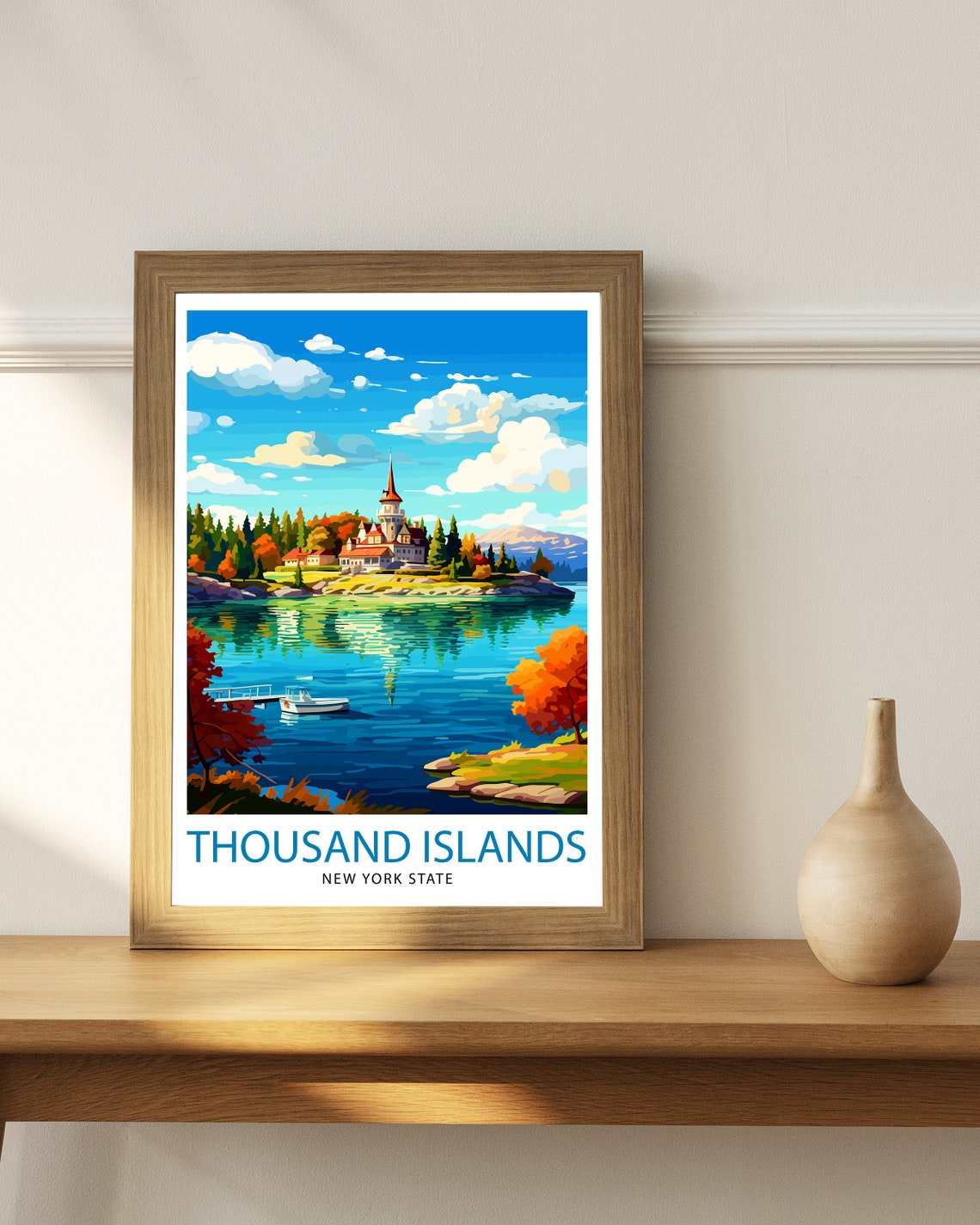 Thousand Islands New York Lakeside Castle Autumn View Travel Poster - Image 2