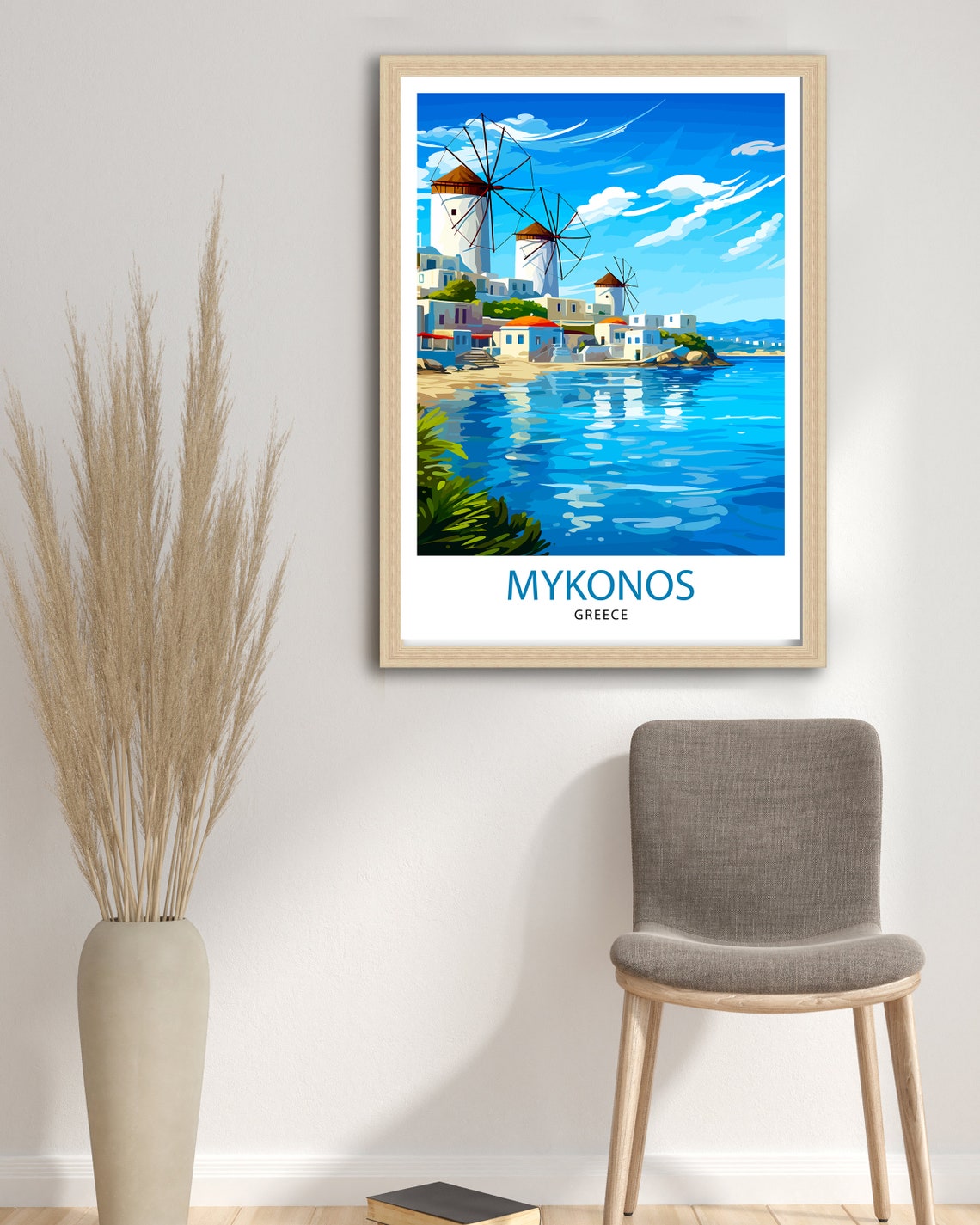 Mykonos Greece Whitewashed Windmills Seaside Village Travel Poster - Image 3