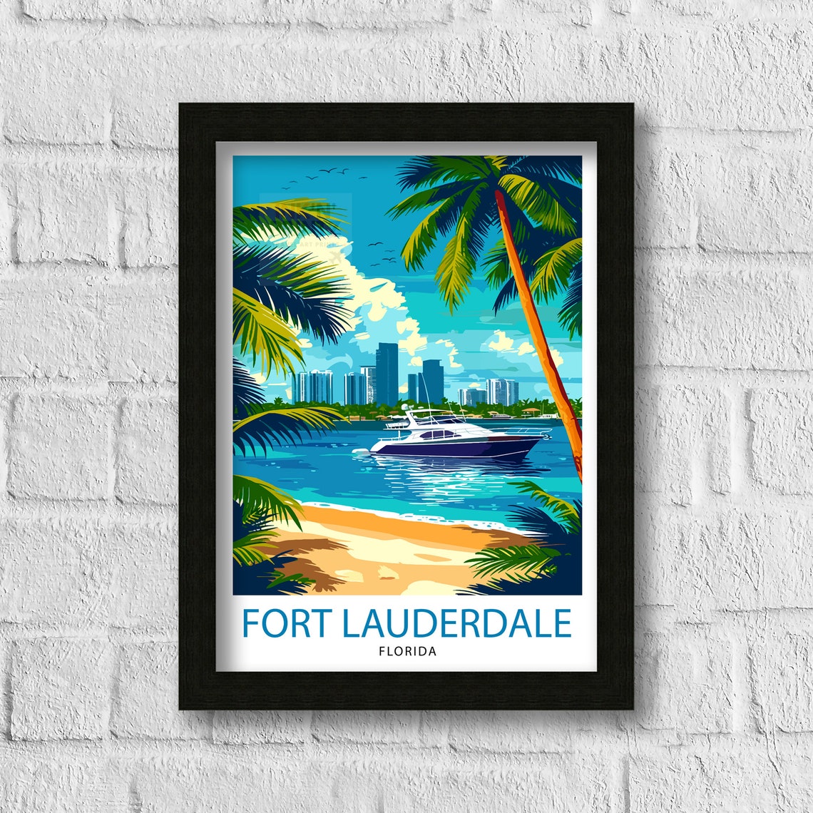 Fort Lauderdale Travel Print Fort Lauderdale Wall Decor Florida Beach Art Fort Lauderdale Travel Poster Fort Lauderdale Gift Fort Lauderdale - Image 3