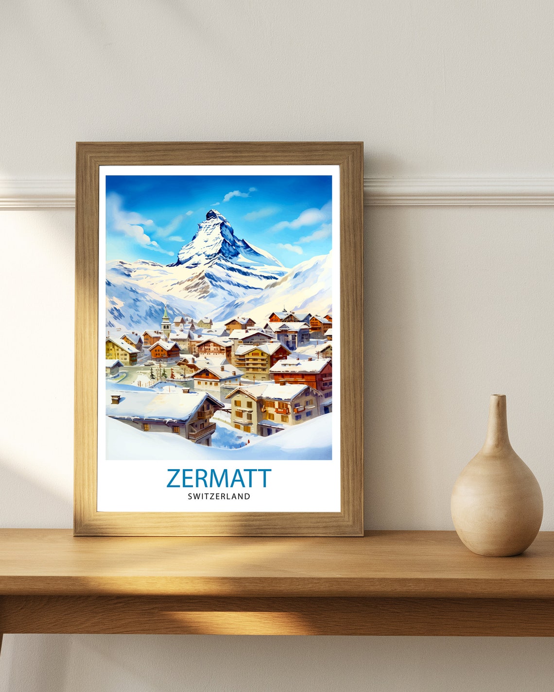 Zermatt Switzerland Matterhorn Snowy Village Alpine Peak Poster - Image 2