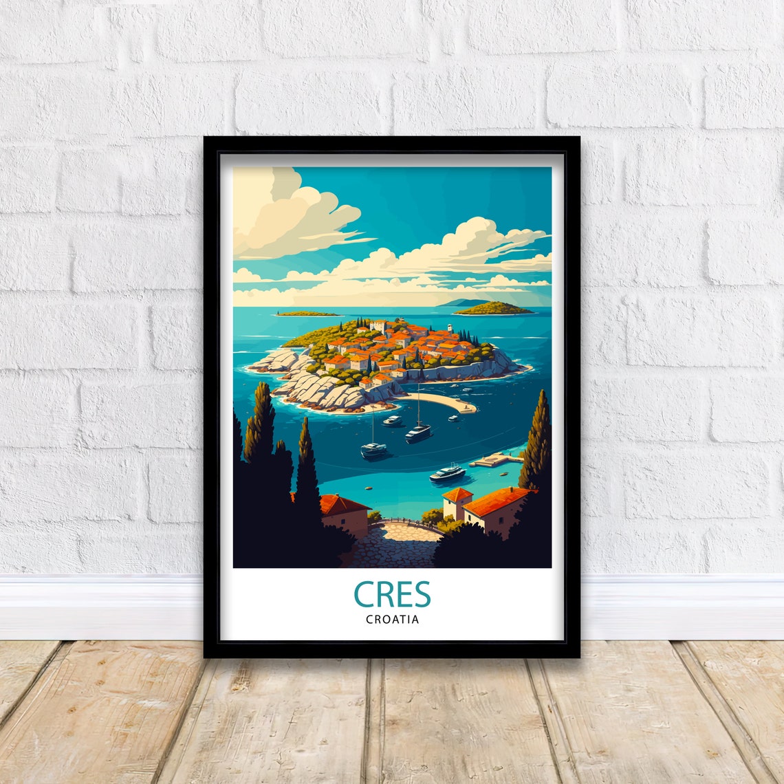 Cres Croatia Travel Print Cres Island Wall Art Croatia Travel Poster Gift For Traveler Home Living Decor Illustration Print - Image 3