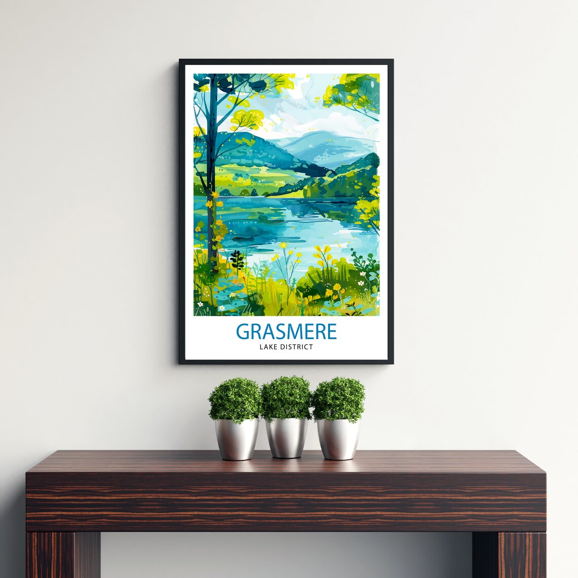 Grasmere Lake District Lake Fells Wildflower Scenic Travel Poster - Image 3