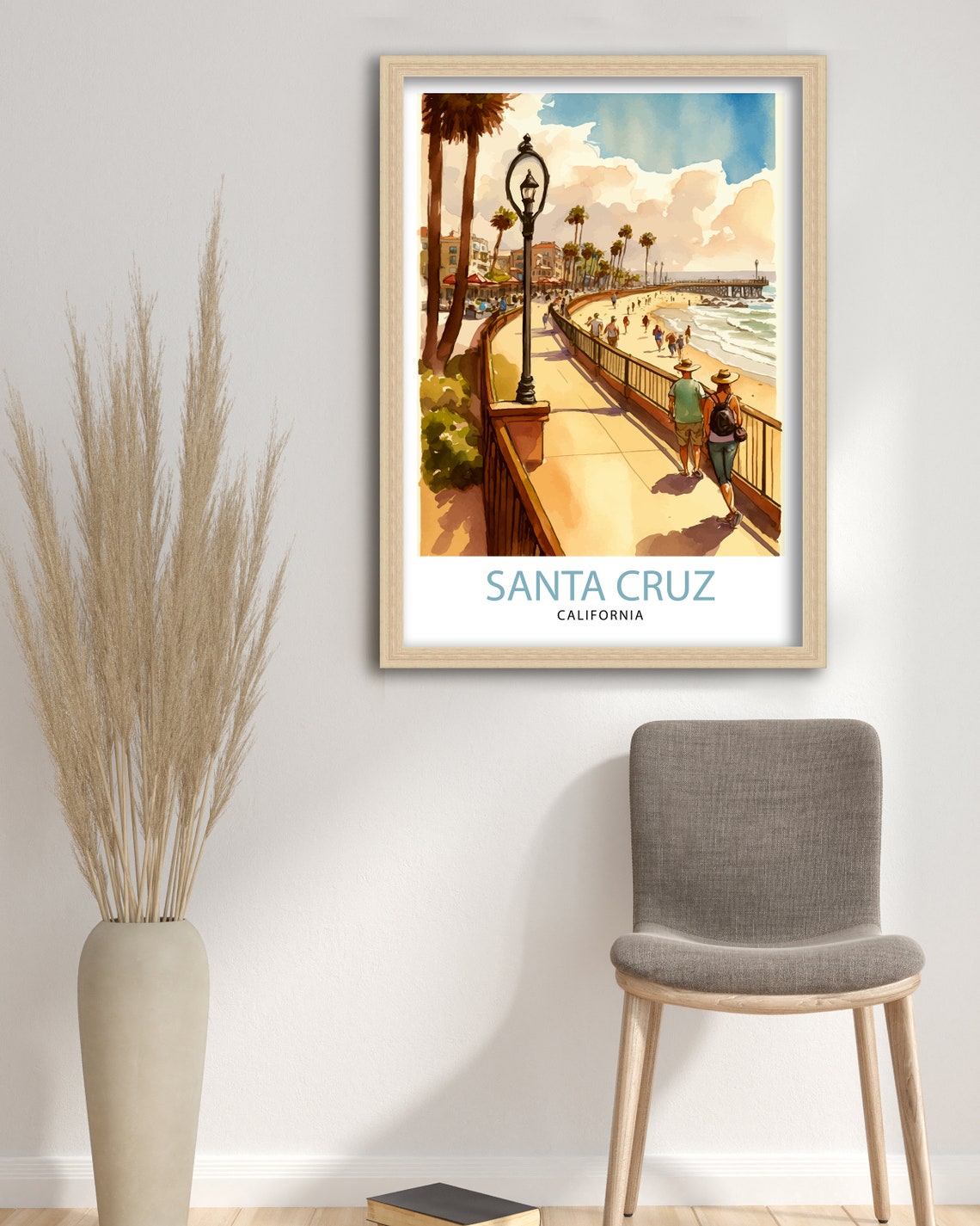Santa Cruz California Travel Print Wall Art Home Decor Santa Cruz Illustration Travel Poster Gift For Santa Cruz California Home Decor - Image 3