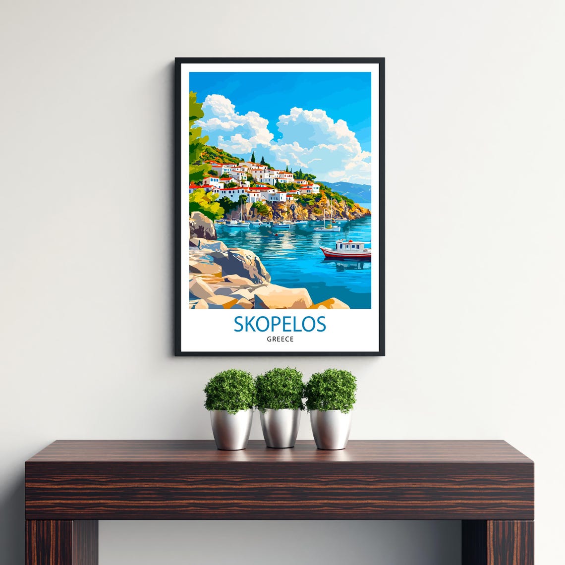 Skopelos Greece Island Harbor Village Aegean Sea View Poster - Image 3