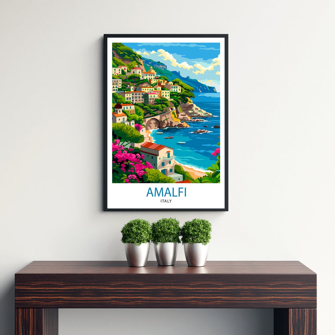 Amalfi Italy Coastal Town Cliffs Turquoise Sea Travel Poster - Image 3