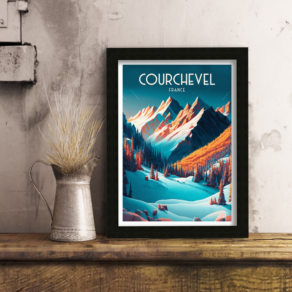 Courchevel Travel Poster, French Alps Skiing - Image 3