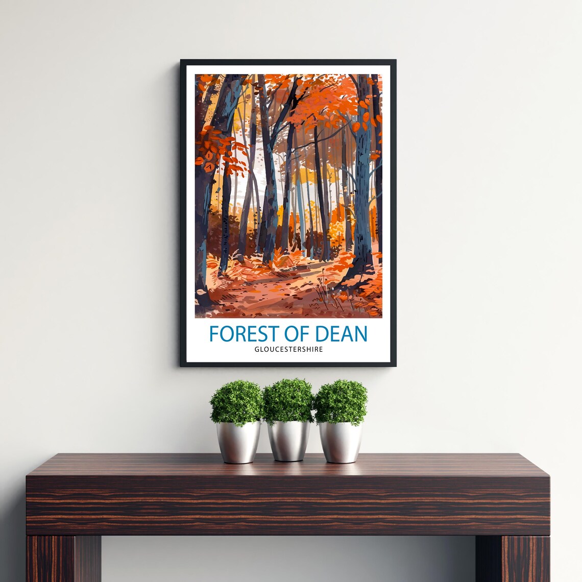 Forest of Dean Gloucestershire Autumn Trees Golden Path Travel Poster - Image 3
