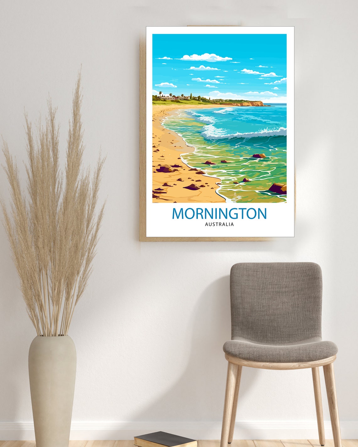 Mornington Australia Sandy Beach Rocky Point Ocean View Poster - Image 3