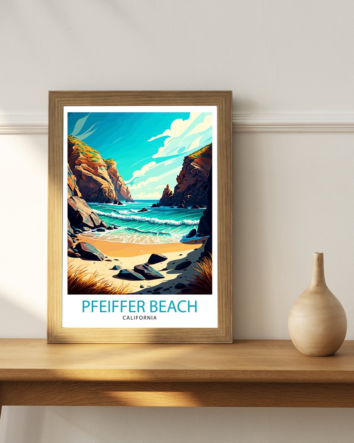 Pfeiffer Beach California Rocky Cove Turquoise Ocean Waves Poster - Image 2