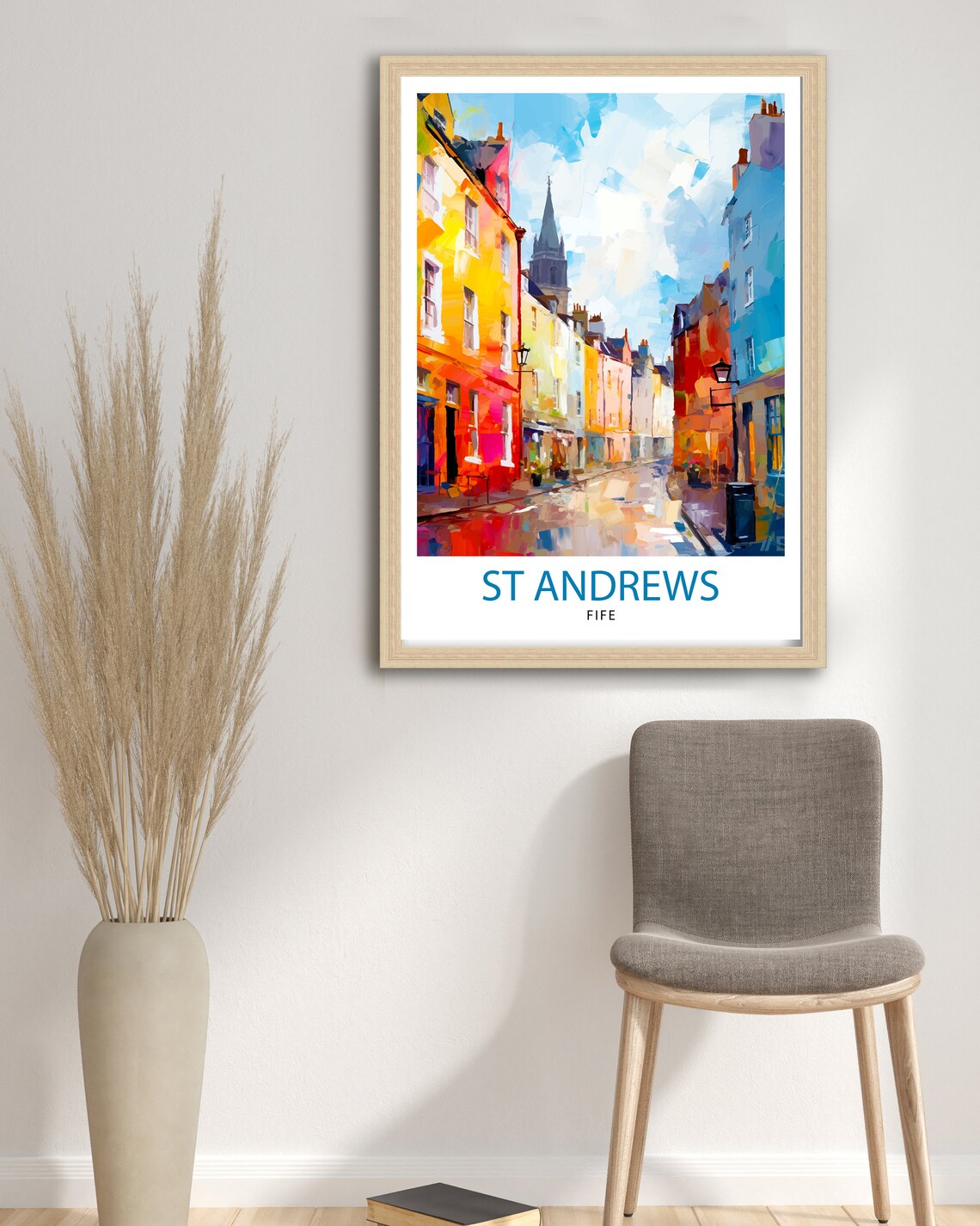 St Andrews Fife Scotland Colorful Old Town Street Scene Poster - Image 3