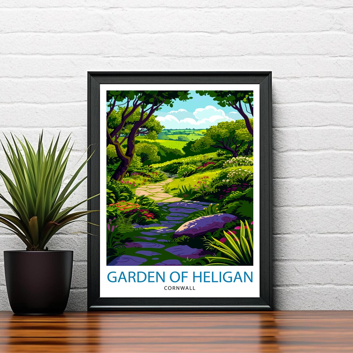 Garden of Heligan Cornwall Stone Path Lush Gardens Travel Poster - Image 2