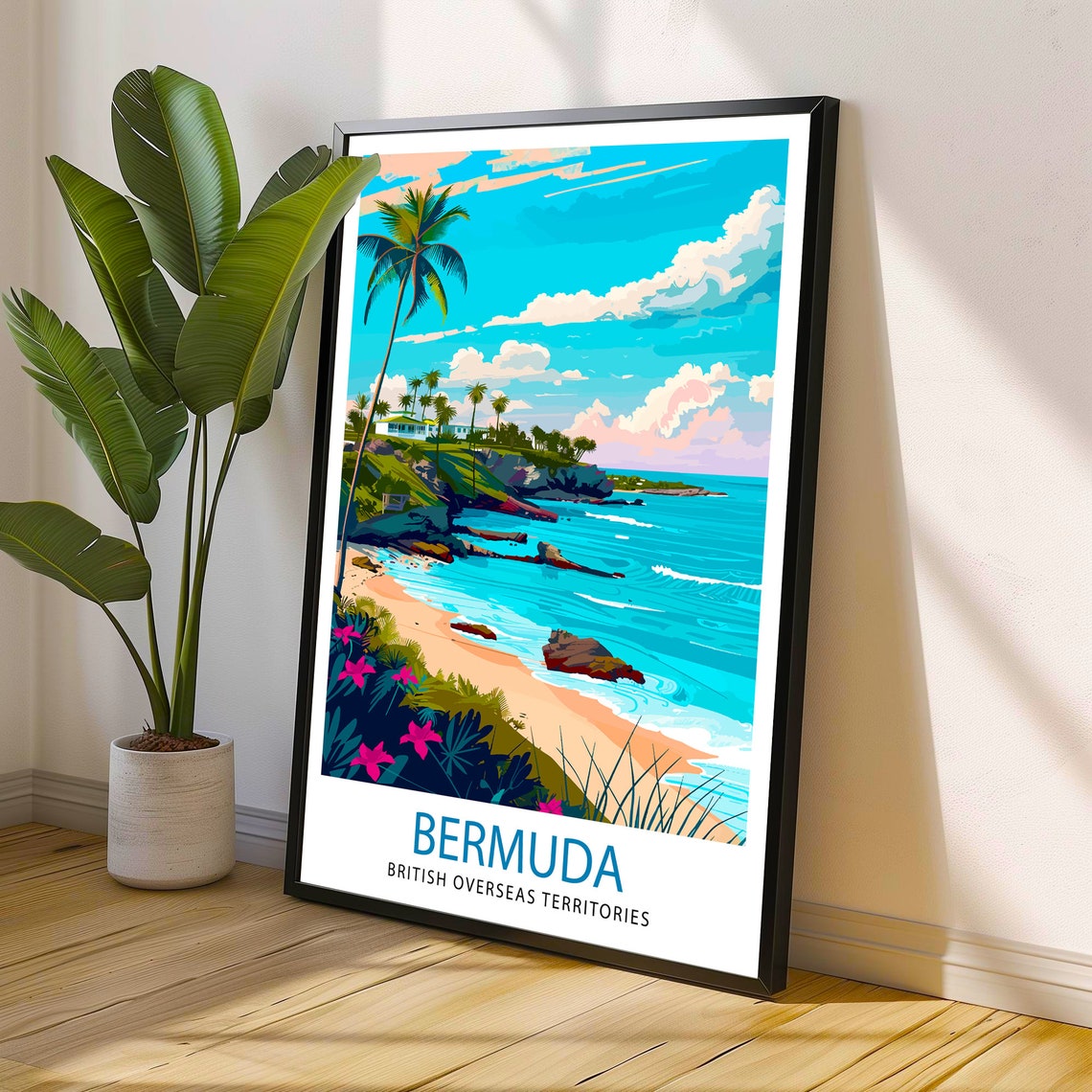 Bermuda British Overseas Territory Tropical Beach Travel Poster - Image 2