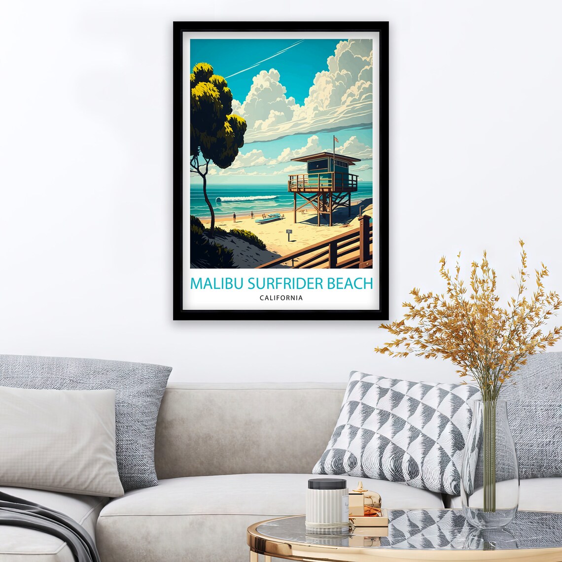 Malibu Surfrider Beach Travel Poster, California - Image 2