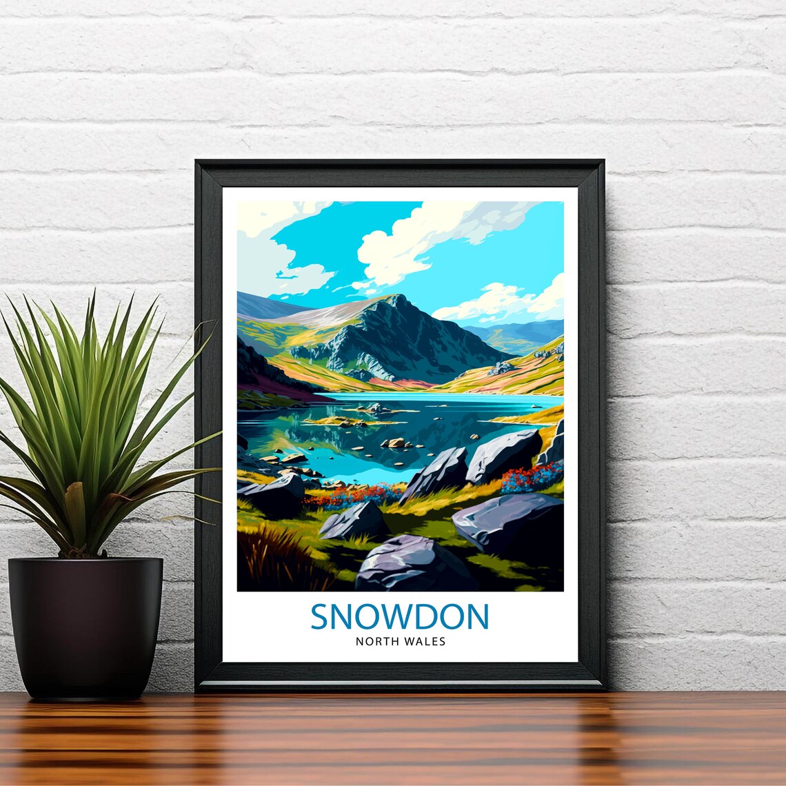 Snowdonia Travel Poster, Wales Mountain Landscape - Image 2