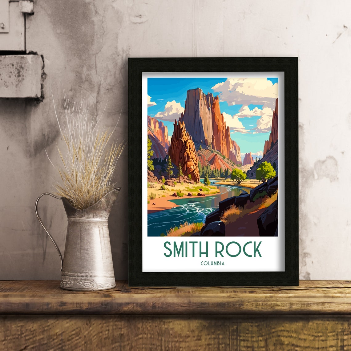 Smith Rock Oregon Red Rock Canyon River Climbing Travel Poster - Image 2