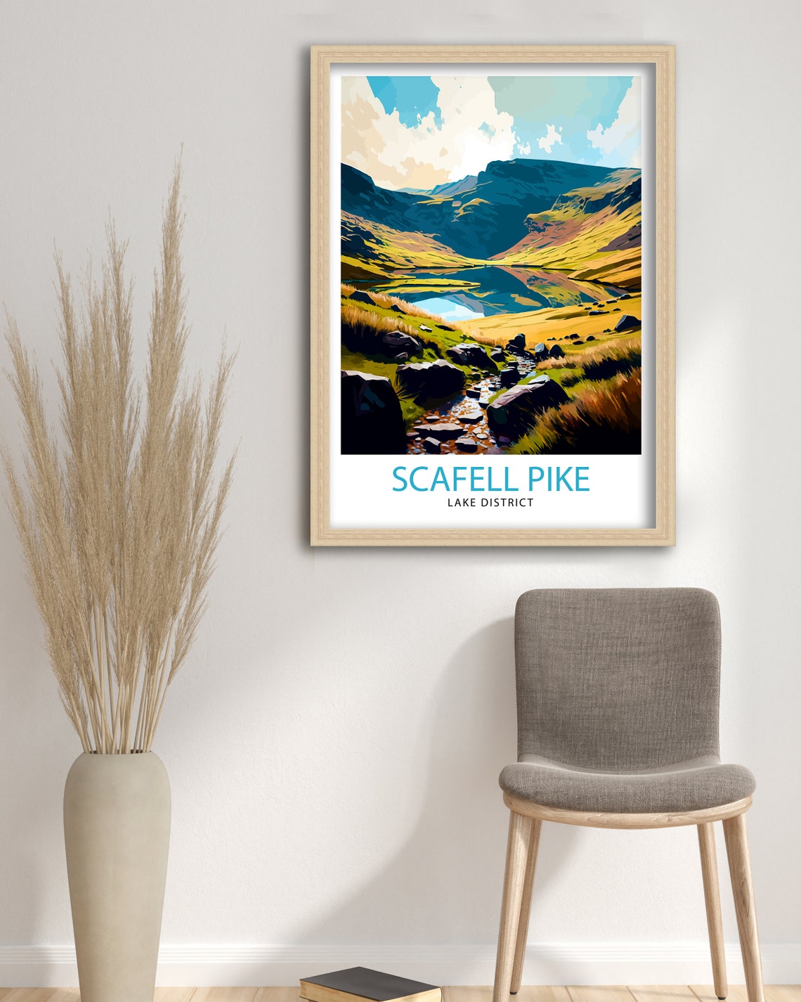 Scafell Pike Lake District Mountain Tarn Hiking Trail Poster - Image 3