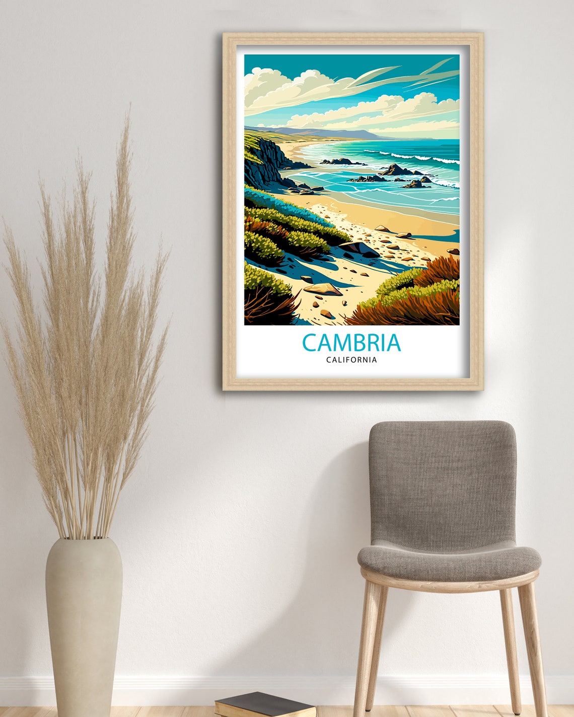 Cambria California Travel Print Coastal Wall Art Beach House Decor California Travel Poster Cambria Illustration Gift For Travelers - Image 3