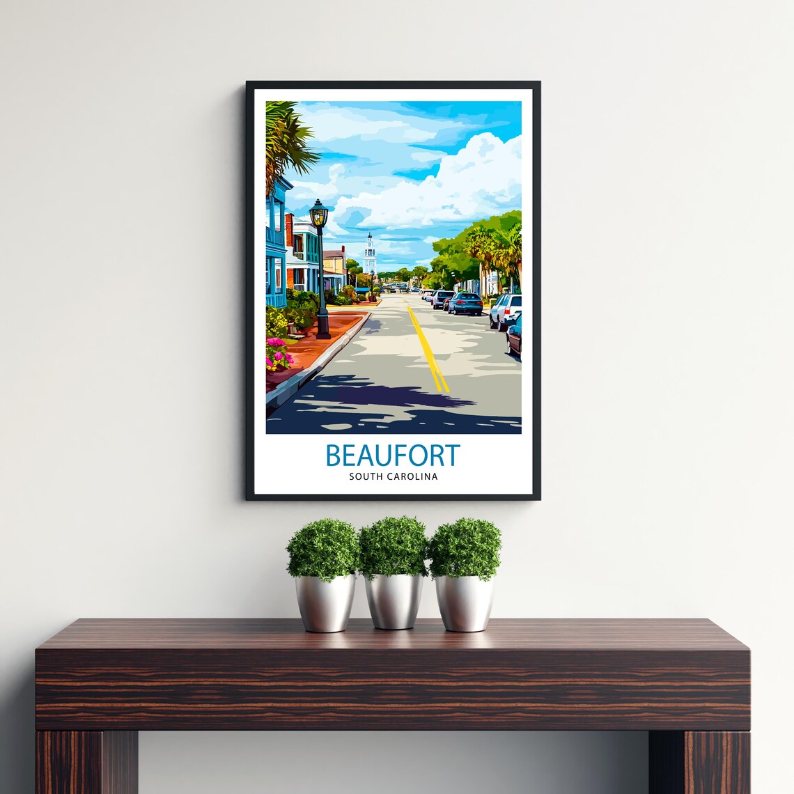 Beaufort South Carolina Palm Street Historic Church Travel Poster - Image 2