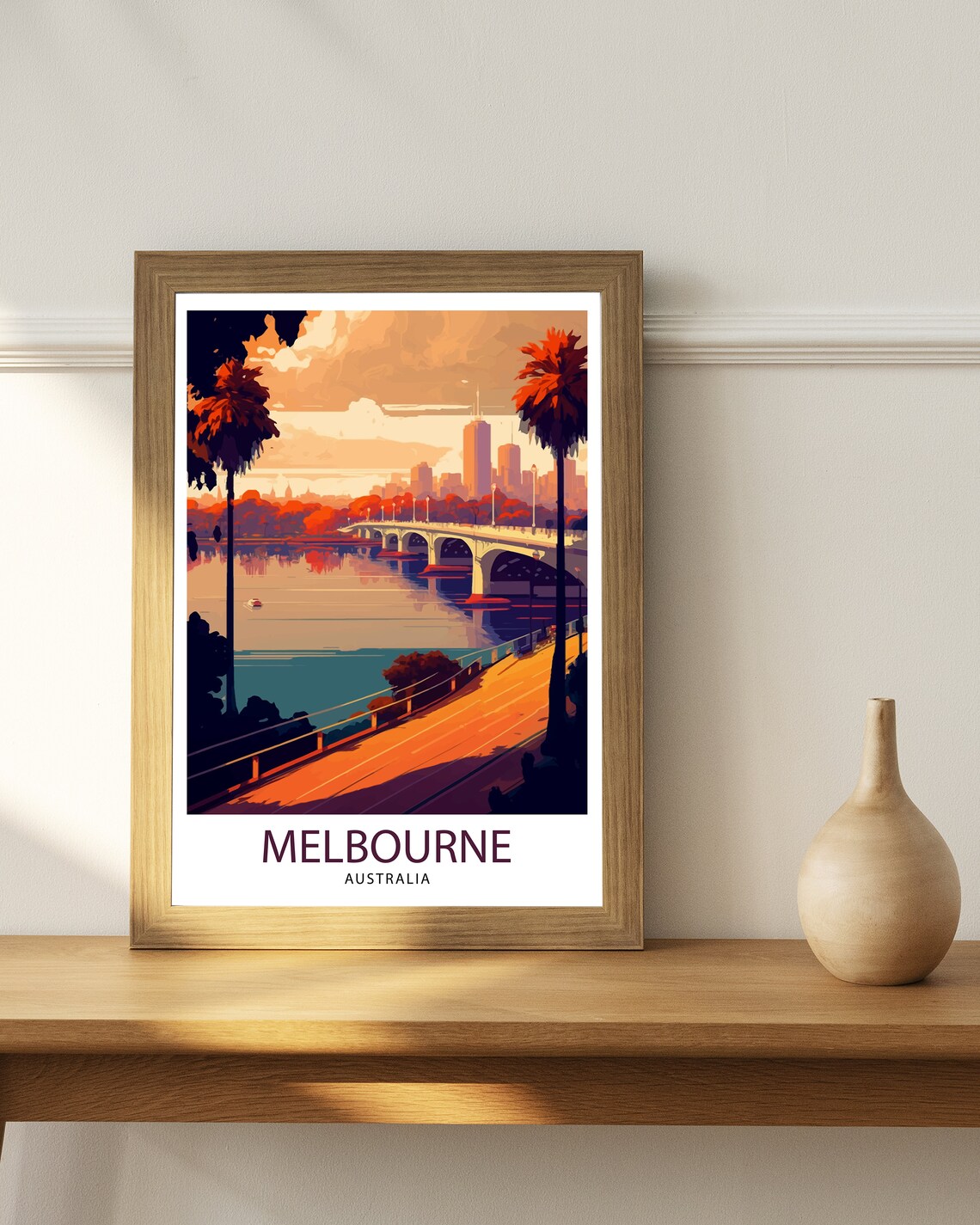Melbourne Australia Travel Poster, Cityscape Art Print - Image 2