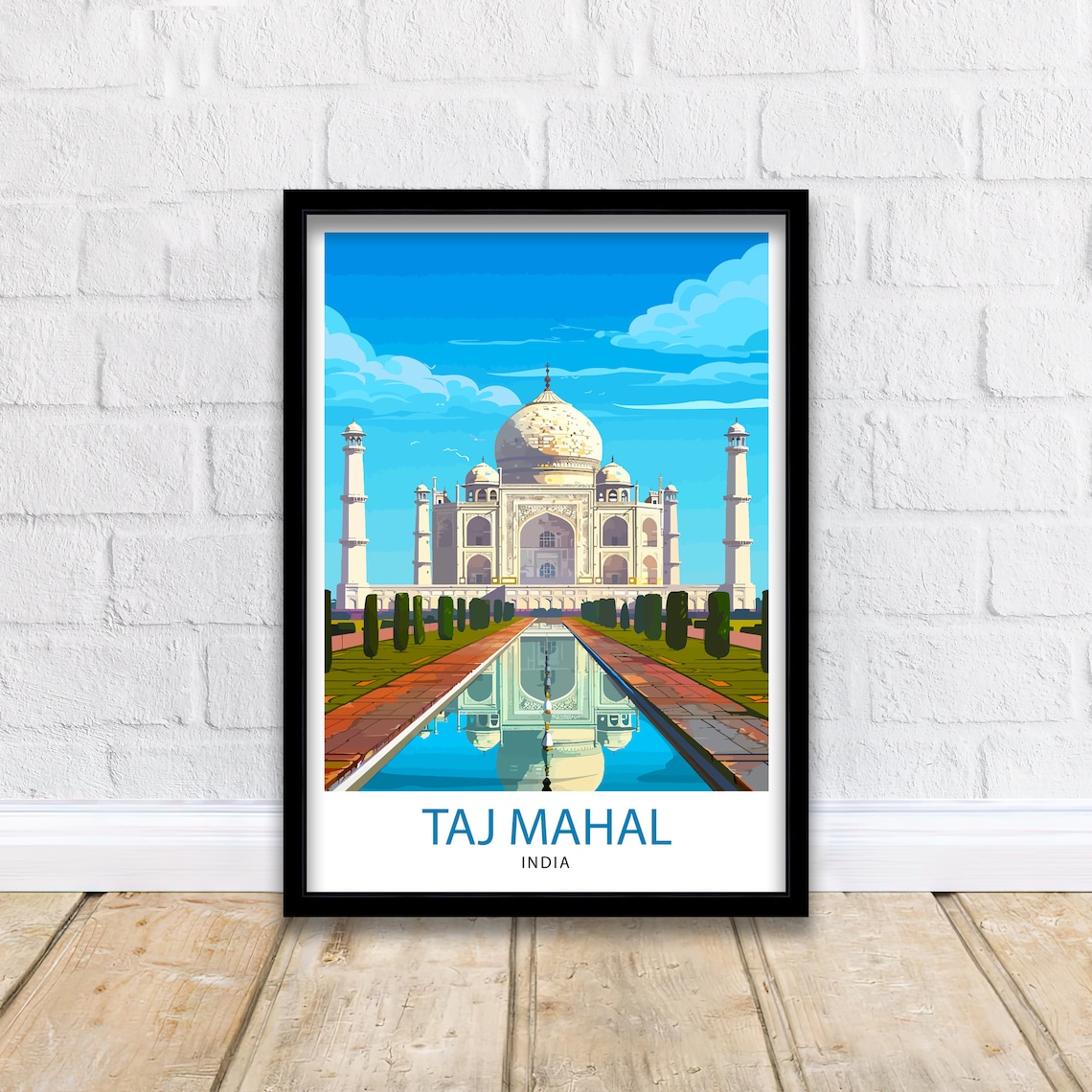 Taj Mahal India Travel Poster, Wall Decor