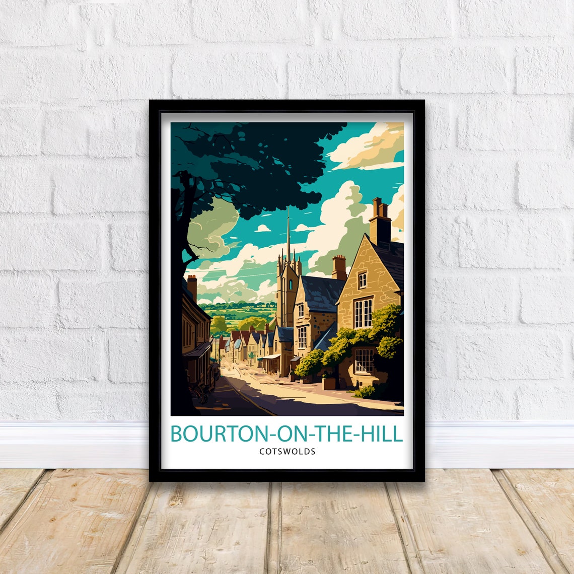 Bourton-on-the-Hill Cotswolds Old Stone Village Street Travel Poster - Image 2