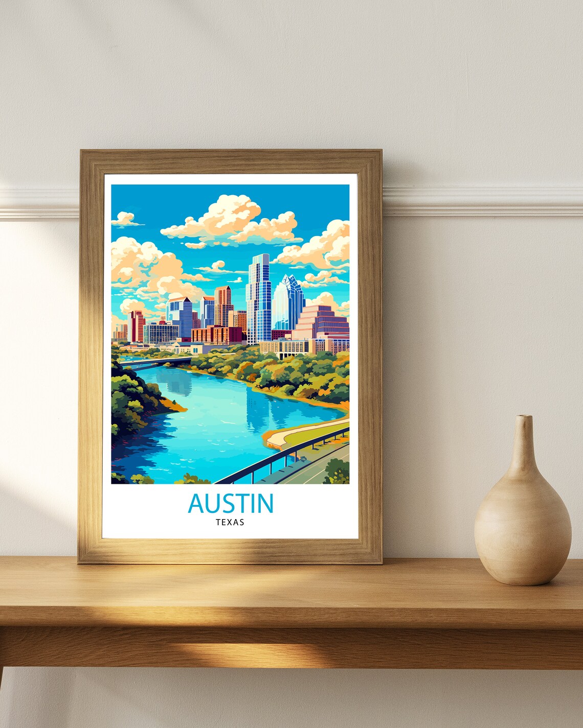 Austin Texas Travel Poster, Cityscape Wall Art - Image 2