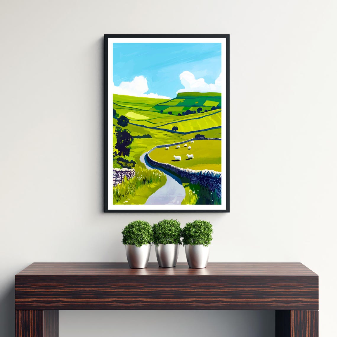 Yorkshire Dales England Rolling Hills Stone Walls Sheep Art Poster - Image 3