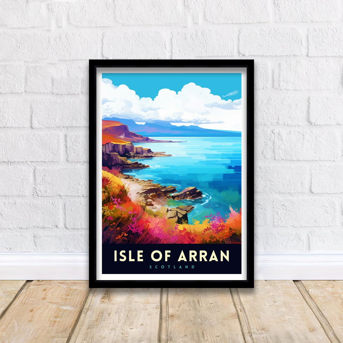Isle of Arran Scotland Dramatic Rocky Coast Cliffs Travel Poster - Image 2