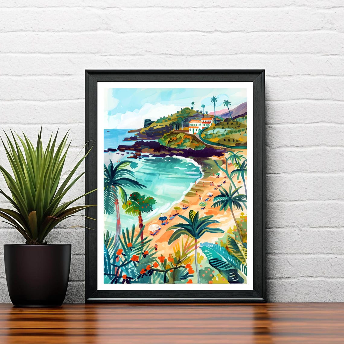 Tenerife Spain Tropical Beach Cove Palms Seaside Villa Poster - Image 2