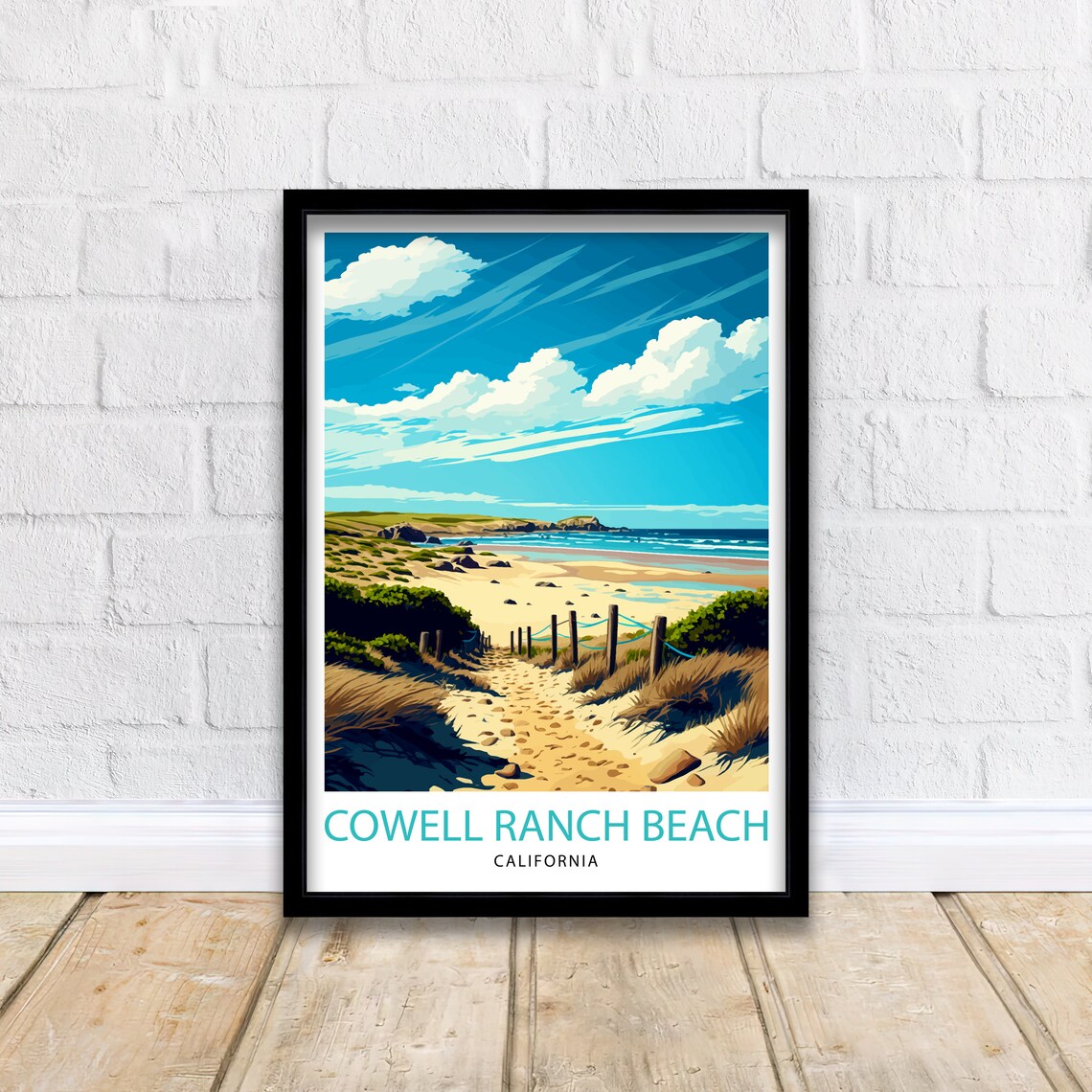 Cowell Ranch Beach California Dune Trail Vintage Travel Poster - Image 2