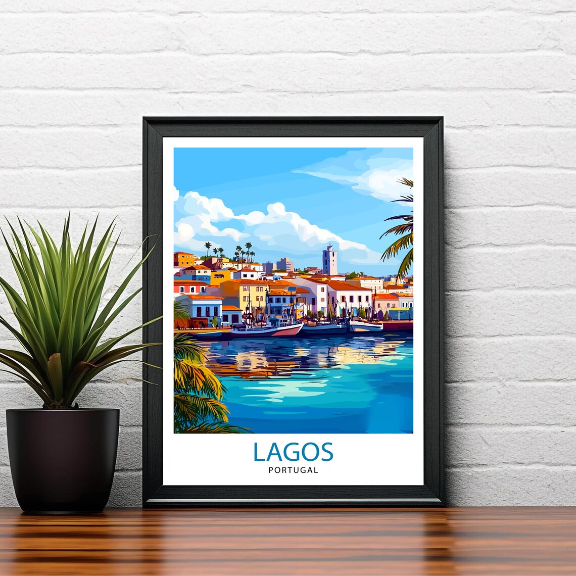 Lagos Portugal Harbor Town Boats Algarve Coast Travel Poster - Image 2