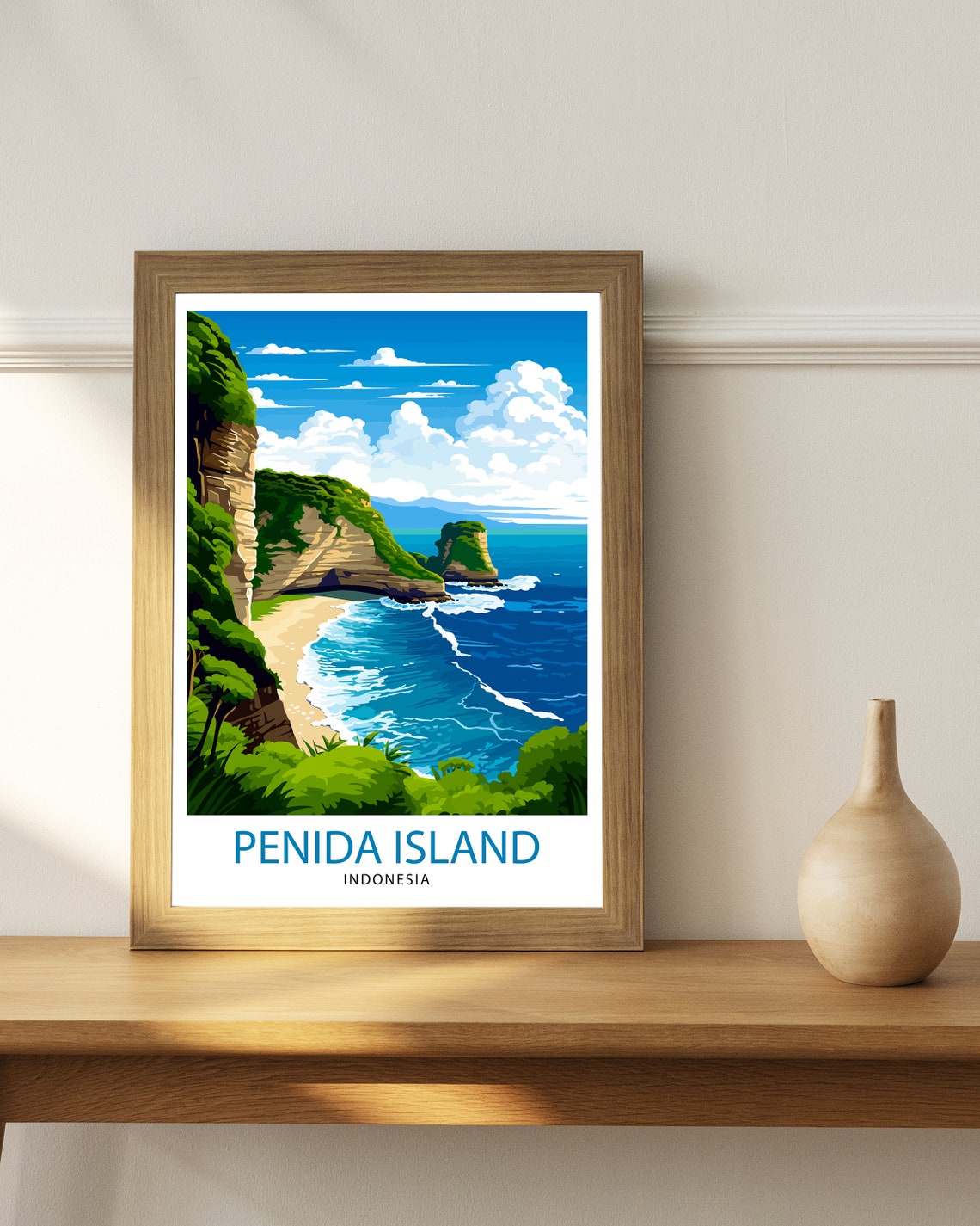 Penida Island Indonesia Cliff Cove Hidden Beach Travel Poster - Image 3