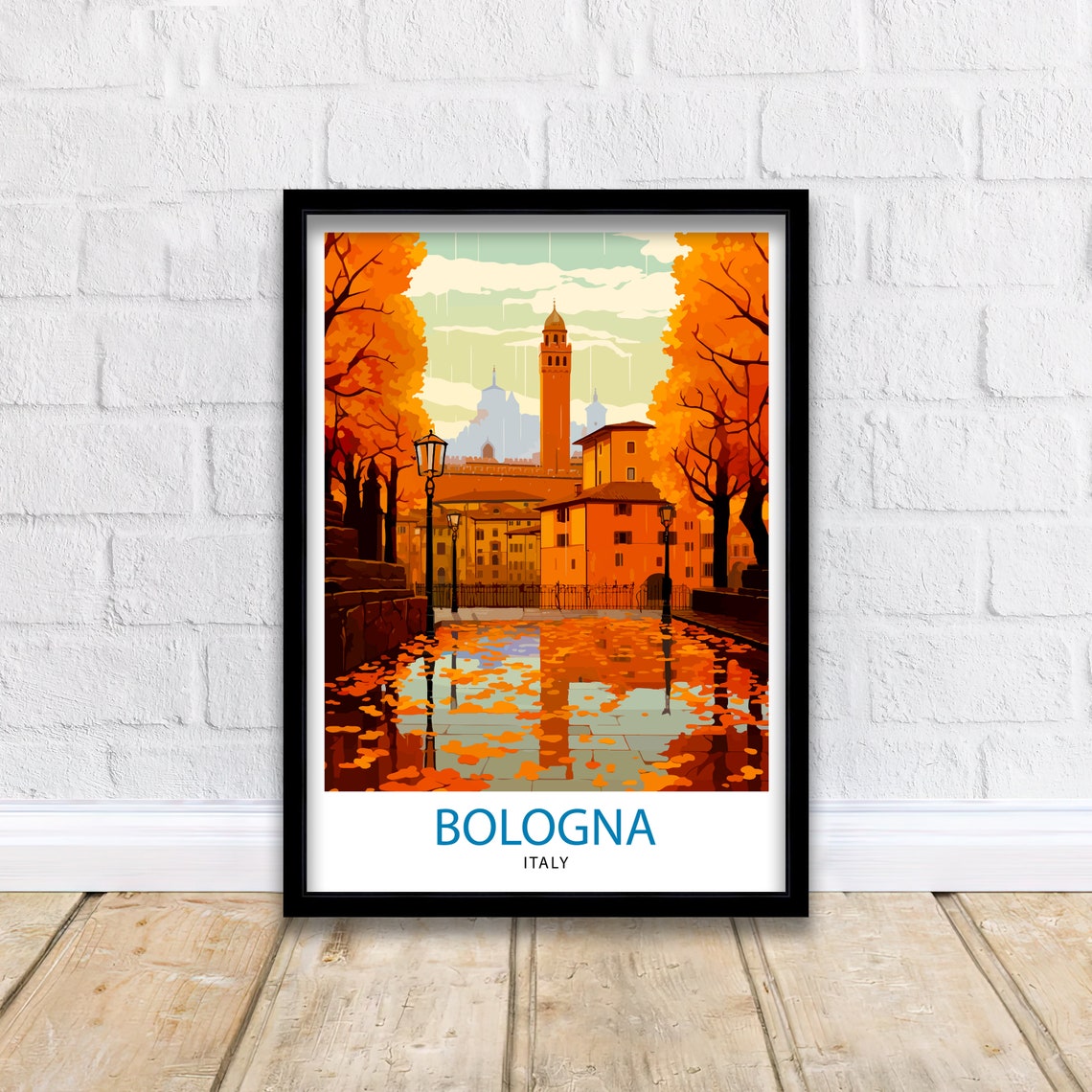 Bologna Italy Travel Print Bologna Wall Decor Bologna Home Living Decor Italy Illustration Travel Poster Gift For Bologna Italy Home Decor - Image 2
