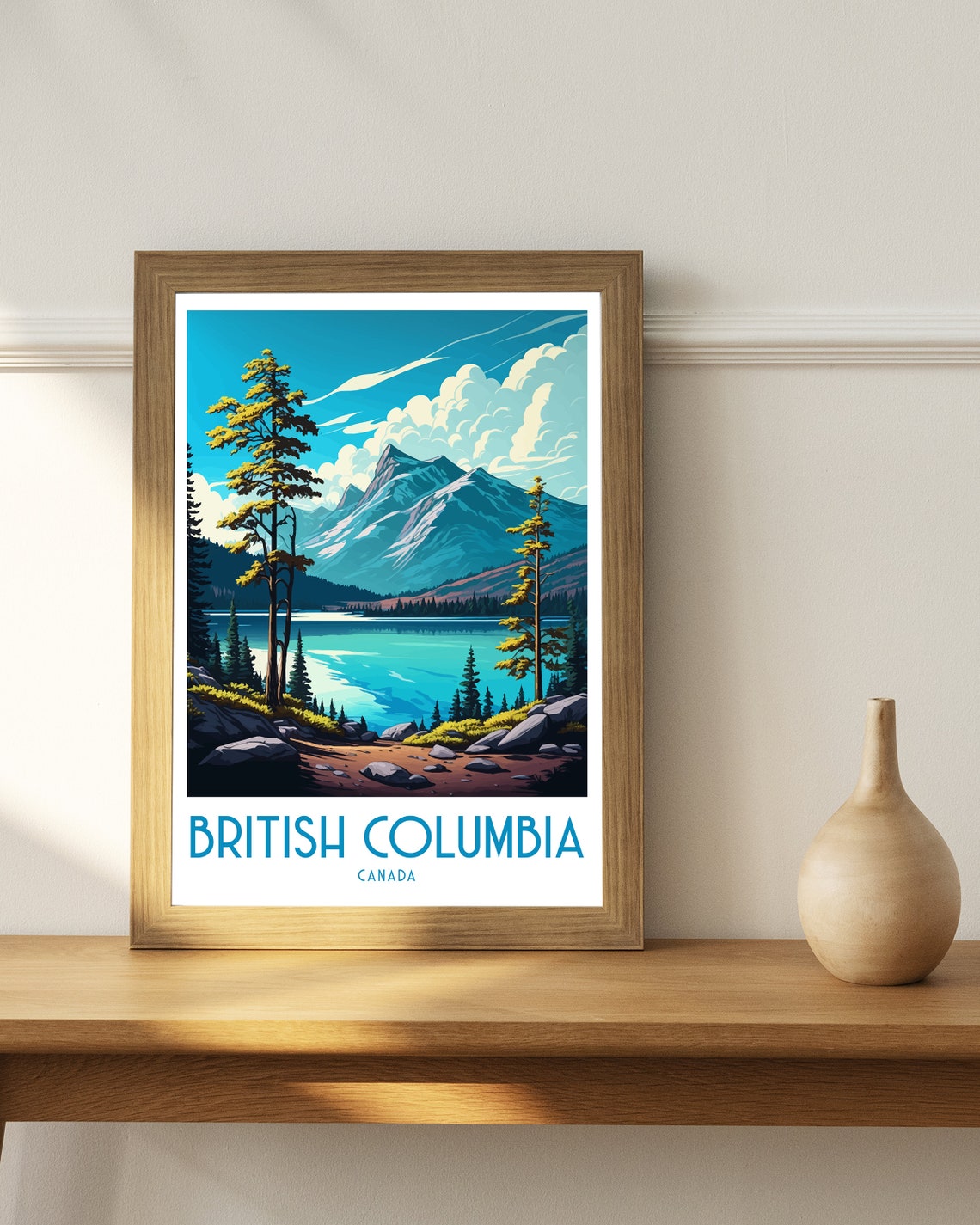 British Columbia Canada Alpine Lake Mountain Peaks Travel Poster - Image 2