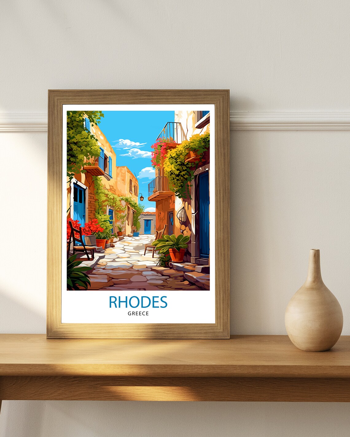 Rhodes Greece Travel Poster, Greek Island Art Print - Image 2