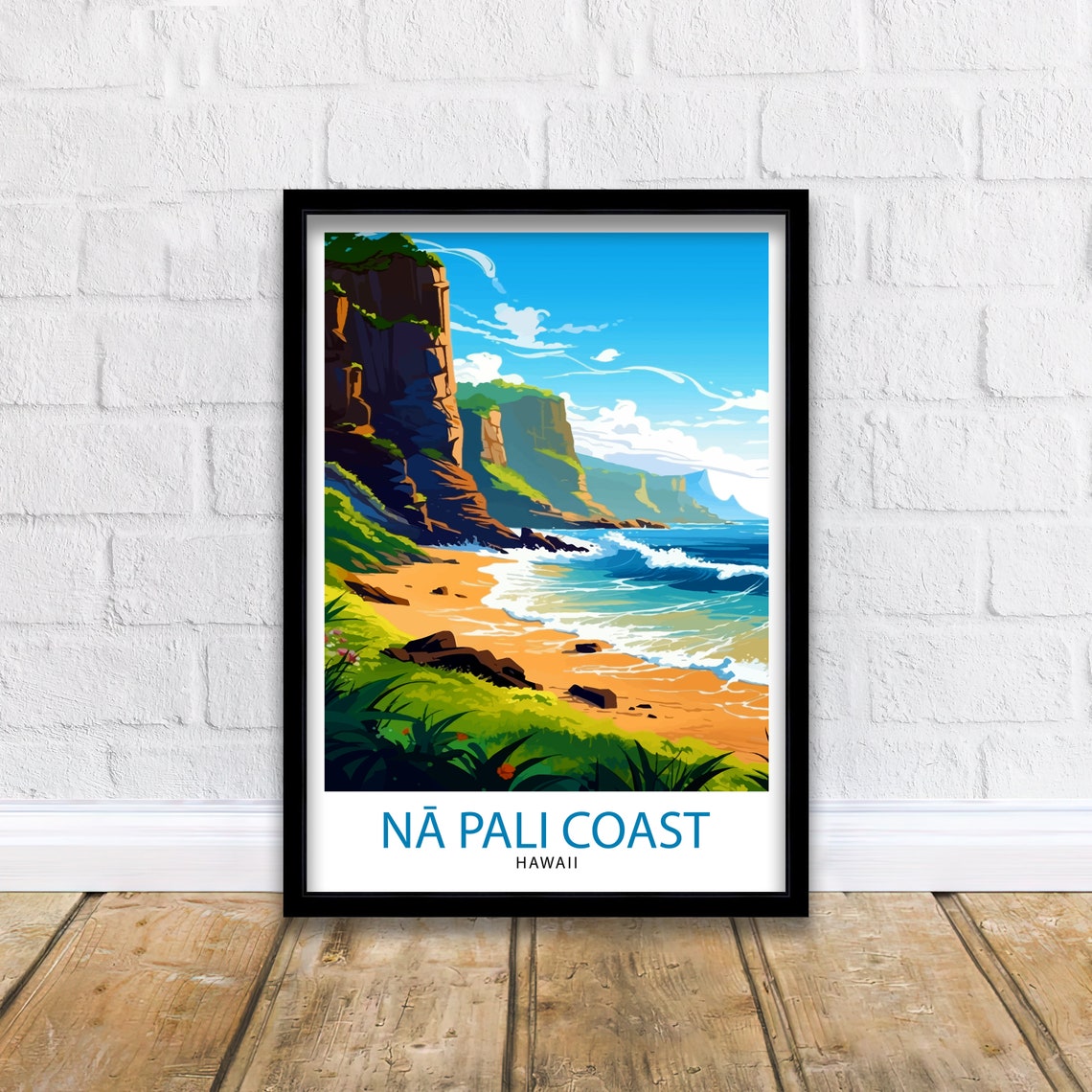 Na Pali Coast Hawaii Dramatic Sea Cliffs Golden Beach Poster