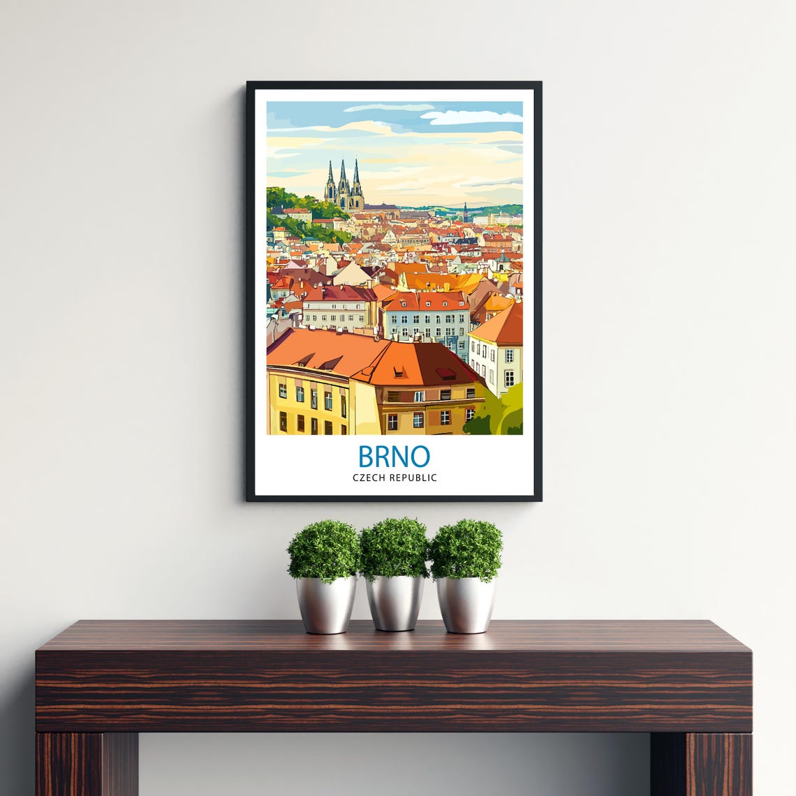 Brno Czech Republic Historic Old Town Rooftops Cathedral Poster - Image 3