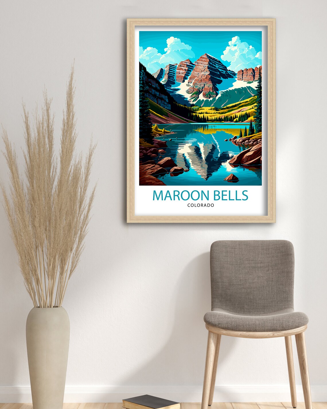 Maroon Bells Colorado Travel Poster, Mountain Landscape - Image 3