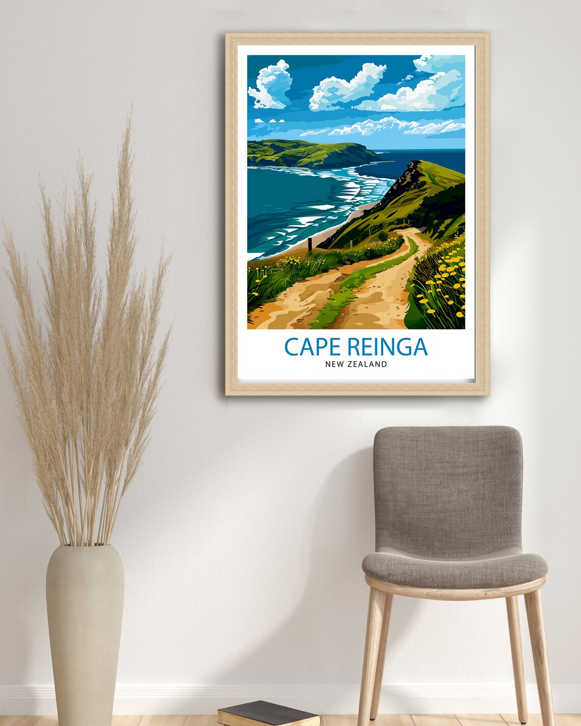 Cape Reinga New Zealand Coastal Headland Vintage Travel Poster - Image 2