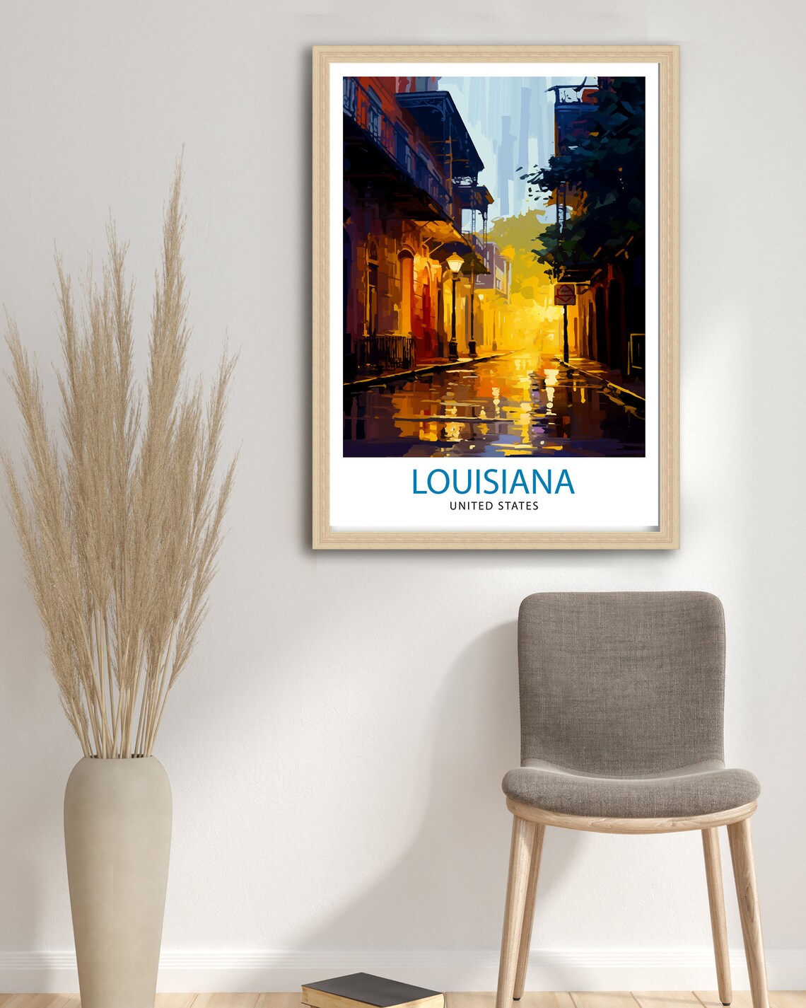 Louisiana Rainy New Orleans Balcony Street Golden Glow Travel Poster - Image 3