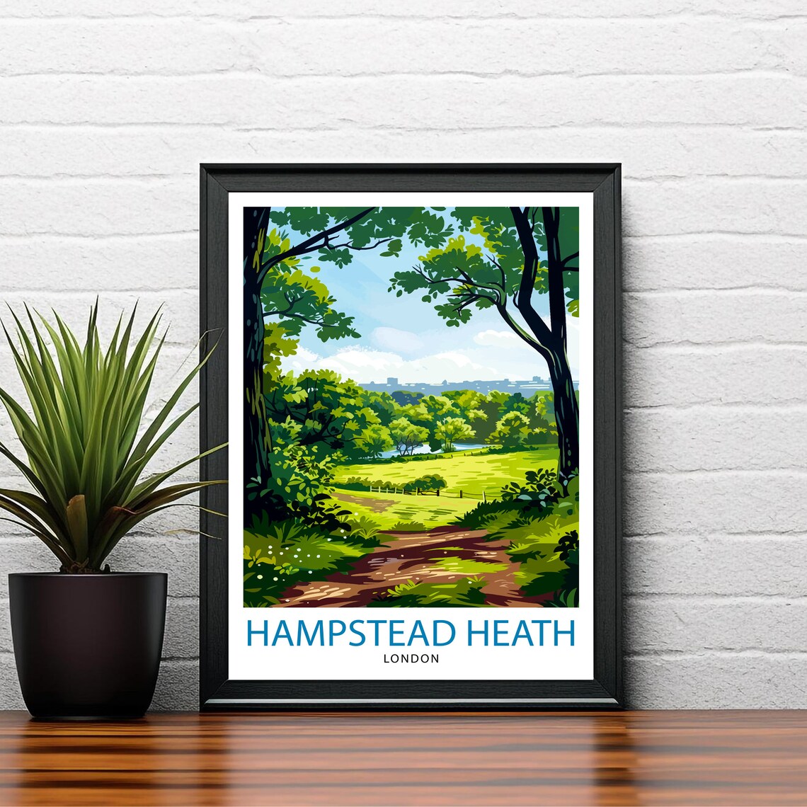 Hampstead Heath London Woodland Walk Illustrated Travel Poster - Image 2