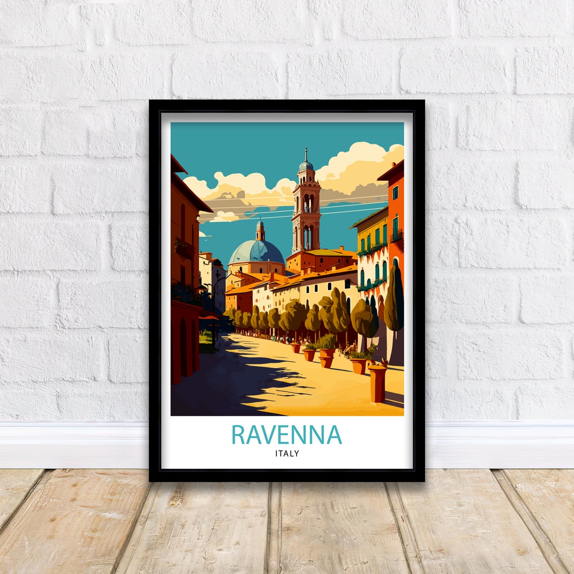 Ravenna Italy Travel Print Ravenna Wall Decor Ravenna Home Living Decor Italy Illustration Travel Poster Gift For Ravenna Italy Home Decor - Image 3